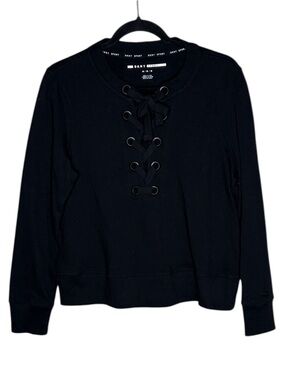 DKNY Black Lace-Up Sweatshirt